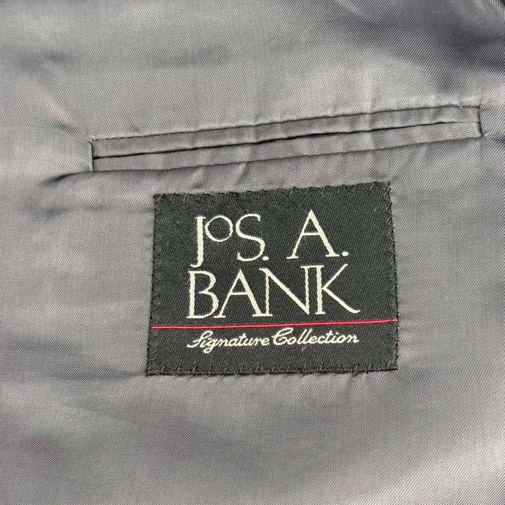 Jos A Bank Signature Collection Gray Wool‎ Silk Blazer Jacket Mens 42R 2 Button